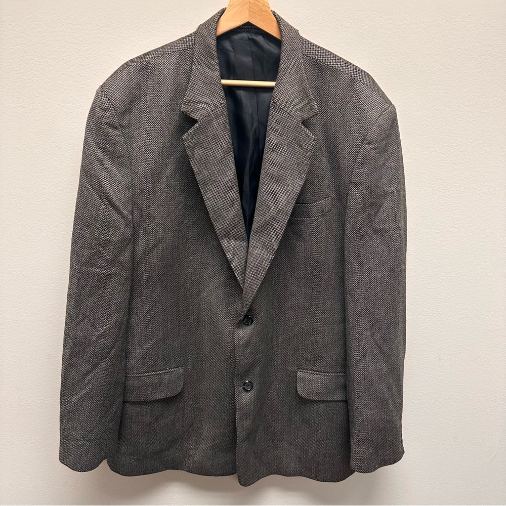 Croft & Barrow Houndstooth Blazer Mens Size 46L Worsted Lambswool Business‎